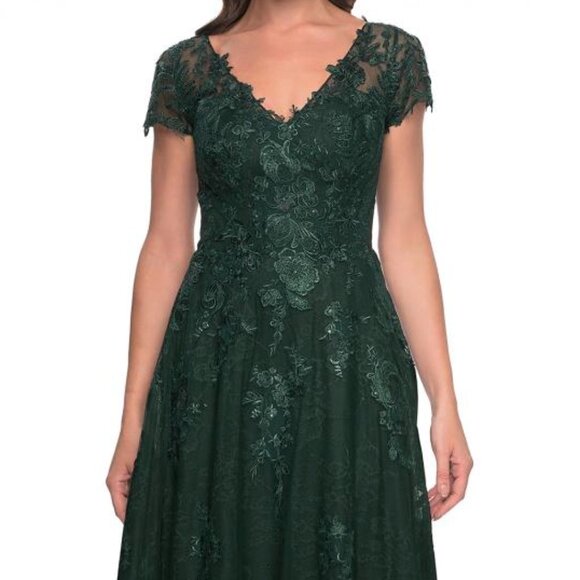 ✨ LA FEMME 30168 – Dark Green A-Line Formal Dress (Size 10) ✨ - Picture 1 of 5